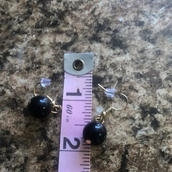 Bunchy Black Bead Bib women Necklace on Gold tone Chain with‎ matching earrings - Picture 4 of 6